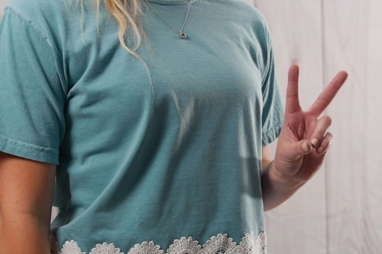 Upcycled Plain Tee with Lace Material