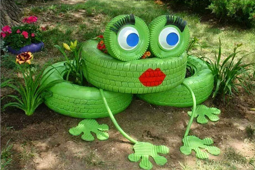 Frieda La Frog from Recycled Tires