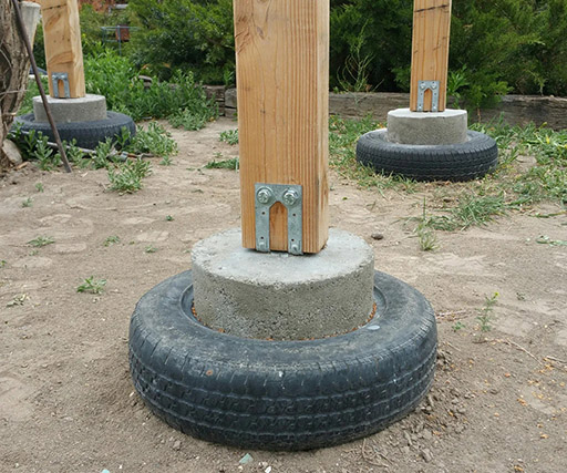 DIY Concrete Tire Piers