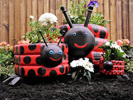 Ladybug Planter Yard Art